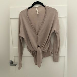 Aritzia Babaton Thermal Tie Cardigan/Shirt - Tan - XS